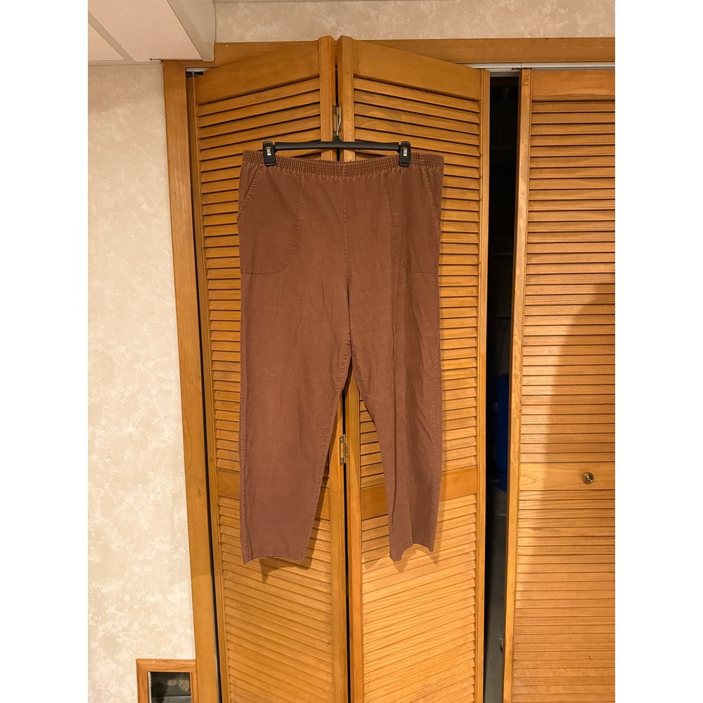 American Collection Cricket Lane Brown Corduroy Elastic Waist Pull On Pant XL 1X